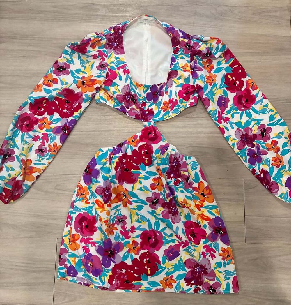 MORE TO COME Sonya Cut Out Dress in Purple Floral